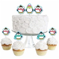 Big Dot of Happiness Holly Jolly Penguin - Cupcake Toppers Christmas Clear Treat Picks 24 Ct