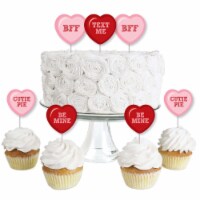 Big Dot of Happiness Conversation Hearts - Cupcake Toppers Valentine's Day Treat Picks 24 Ct