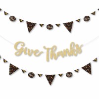 Big Dot of Happiness Give Thanks Thanksgiving Party - Letter Banner Gold Glitter Give Thanks