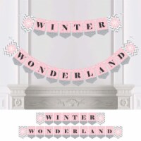 Big Dot of Happiness Pink Winter Wonderland Holiday Bunting Banner Decor Winter Wonderland