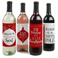 Big Dot of Happiness Red & Gold Friendsmas Friends Christmas Wine Bottle Label Stickers 4 Ct