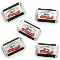 Big Dot of Happiness Rustic Merry Friendsmas - Mini Candy Bar Wrapper Christmas Favors 40 Ct