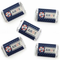 Big Dot of Happiness Ahoy - Nautical - Mini Candy Bar Wrapper Stickers - Party Favors - 40 Ct