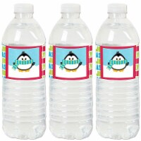 Big Dot of Happiness Holly Jolly Penguin - Christmas Party Water Bottle Sticker Labels 20 Ct