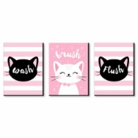 Big Dot of Happiness Purr-fect Kitty Cat Wall Art 7.5 x 10 in Set of 3 Wash Brush Flush