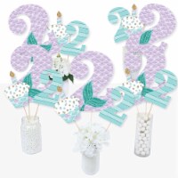 Big Dot of Happiness 2nd Birthday Let's Be Mermaids - Centerpiece Sticks Table Toppers 15 Ct