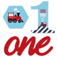 Big Dot of Happiness 1st Birthday Railroad Party Crossing - Shaped Steam Train Cut-Outs 24 Ct