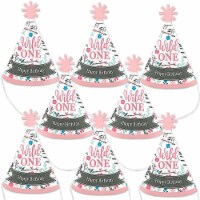 Big Dot of Happiness She's a Wild One - Mini Cone 1st Birthday Small Little Party Hats - 8 Ct