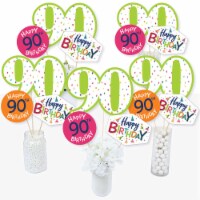 Big Dot of Happiness 90th Birthday - Cheerful Birthday Centerpiece Sticks Table Toppers 15 Ct