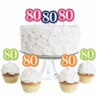 Big Dot of Happiness 80th Birthday - Cheerful Dessert Cupcake Toppers Treat Picks 24 Ct