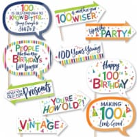 Big Dot of Happiness Funny 100th Birthday Cheerful Birthday Colorful Photo Booth Props 10 Pc