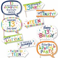 Big Dot of Happiness Funny 13th Birthday - Cheerful Birthday Colorful Photo Booth Props 10 Pc