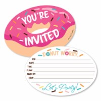 Big Dot of Happiness Donut Worry, Let's Party - Shaped Fill-in Invitations & Envelopes 12 Ct