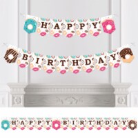Big Dot of Happiness Donut Worry, Let's Party - Bunting Banner - Party Decor - Happy Birthday