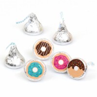 Big Dot of Happiness Donut Worry, Let's Party Doughnut Round Candy Sticker Favors - 108 Ct