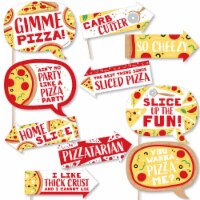 Big Dot of Happiness Funny Pizza Party Time - Party Photo Booth Props Kit - 10 Piece