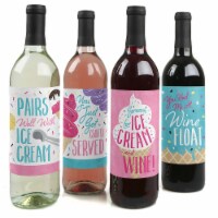 Big Dot of Happiness Scoop Up the Fun - Ice Cream Party Decor Wine Bottle Label Stickers 4 Ct