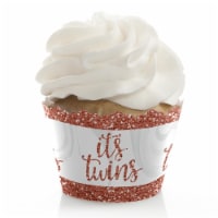 Big Dot of Happiness It's Twin Girls Pink & Rose Gold Twin Baby Shower Cupcake Wrappers 12 Ct