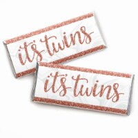 Big Dot of Happiness It's Twin Girls - Candy Bar Wrapper Rose Gold Baby Shower Favors - 24 Ct
