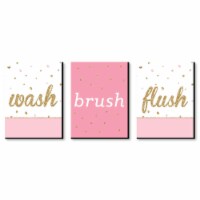 Big Dot of Happiness Girl Pink & Gold Wall Art 7.5 x 10 in Set of 3 Wash Brush Flush
