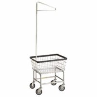 R&B Wire 100E91 Standard Wire Frame Metal Laundry Cart with Single Pole Rack - Chrome