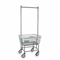 R&B Wire Products 100E58-ANTI Antimicrobial Standard Laundry Cart with Double Pole Rack