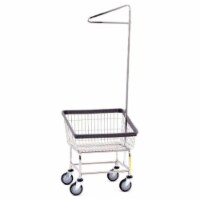R&B Wire 100T91 Front Loading Wire Frame Metal Laundry Cart with Single Pole Rack - Chrome