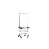 R&B Wire 100D58 Narrow Wire Frame Metal Laundry Cart with Double Pole Rack