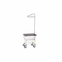 R&B Wire 100D91 Narrow Wire Frame Metal Laundry Cart with Single Pole Rack - Chrome