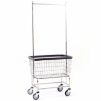 R&B Wire 200F56 Large Capacity Wire Frame Metal Laundry Cart with Double Pole Rack