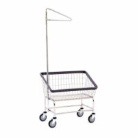 R&B Wire Products 200S91 Capacity Front Load Laundry Cart with Single Pole Rack - Large