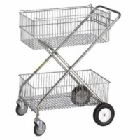 R &amp; B Wire 500 Deluxe Tubular Steel Utility Cart - 2 Baskets Chrome