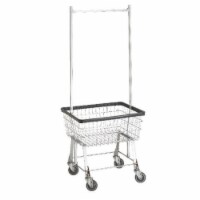 R&B Wire 96B58 Light-Duty Wire Frame Metal Laundry Cart with Double Pole Rack - Chrome