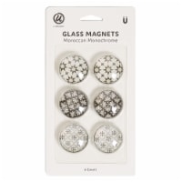 U Brands Glass Round Magnets - Moroccan Monochrome