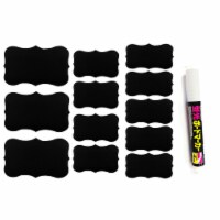 Wrapables Set of 32 Chalkboard Labels in Various Sizes w/ Chalk Pen, Fancy Rectangle