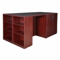 Regency LSSD3SC8546MH Legacy Stand Up Desk & 3 Storage Cabinet Quad with Bookcase End, Mahoga