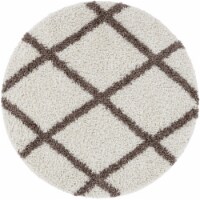 Well Woven 78824R Madison Shag Cole Ivory Modern Tribal Trellis Round Rug - 3 ft. 11 in.
