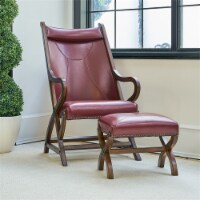 Picket House Furnishings Odessa Chair & Ottoman Set in Cherry