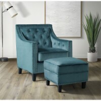 Picket House Furnishings Teagan Ottoman in Blue