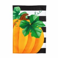 Evergreen Pumpkin Stripe Garden Burlap Flag 12.5 x 18 Inches Indoor Outdoor Decor