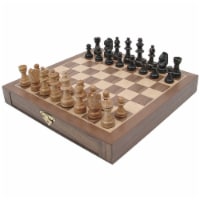 Inlaid Walnut style Wood Cabinet with Staunton Wood Chessmen