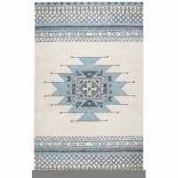 Alora Decor Ryder 5' x 8' Southwest/Tribal Blue/Ivory Hand-Tufted Area Rug