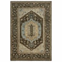 Alora Decor Abby 6' x 9' Traditional Dk. Brown/Brown/Blue Hand Knotted Area Rug