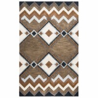 Alora Decor Pueblo 3' x 5' Tribal Multi/Navy/Dk Taupe/Camel Area Rug