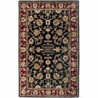 Alora Decor Sareena 8' x 10' Border Black Burgundy Sage Tan Off White Area Rug