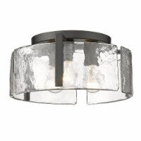 Golden Lighting 3164-FM BLK-HWG Aenon Flush Mount, Hammered Water Glass - Matte Black