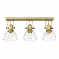 Golden Lighting 3118-3SF BCB-SD Hines 3 Light Semi-Flush, Seeded Glass - Matte Black