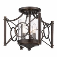 Golden Lighting 3718-SF CDB-CLR Quincy Semi-Flush, Cordoban Bronze with Clear Glass Shade