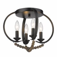 Golden Lighting 8320-FM BLK-EWB Flori Flush Mount, Matte Black with Espresso Wood Beads