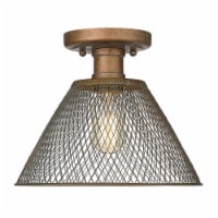 Golden Lighting 0304-SF CP 10 in. 1 Light Carver Semi-Flush Ceiling Light, Copper Patina